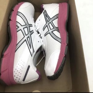 Asics White, Pink And Silver Gel Shoes Women's 8